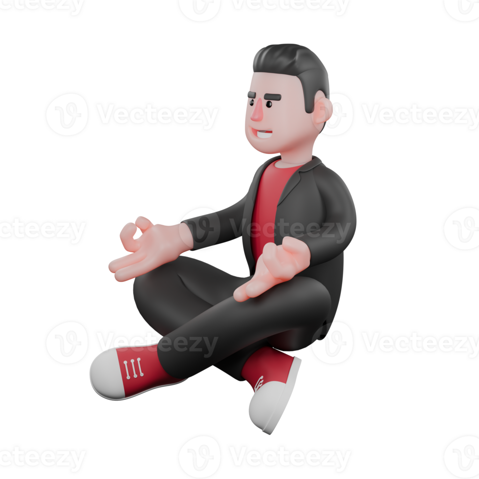 Dance Artist Choreographer. A male choreographer sitting cross-legged with his hands on his knees with a relaxed expression. 3D Model Design png
