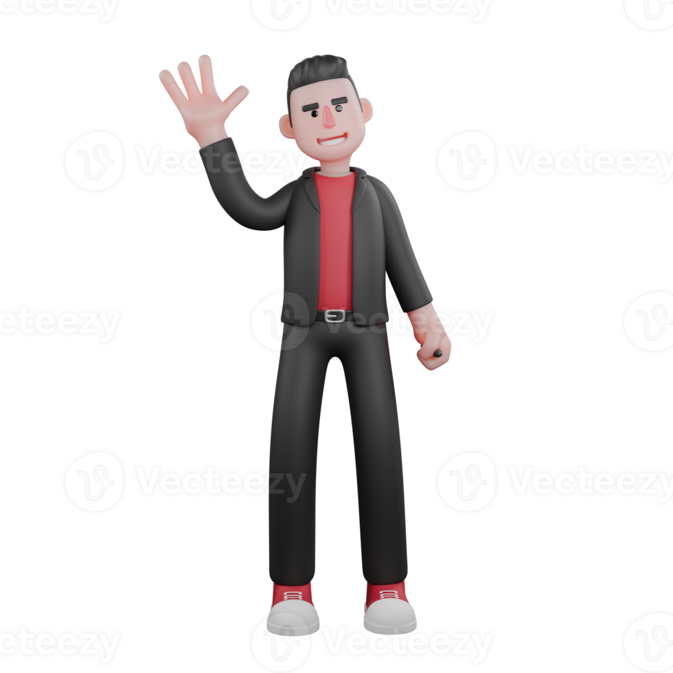 Choreographer 3D Cartoon Performer. A male choreographer stands with a greeting gesture, a happy expression. Dance Artist png