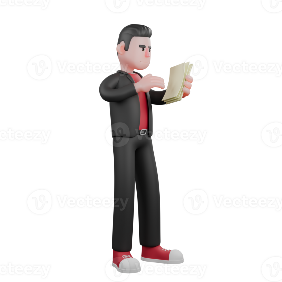 Cartoon Dance Artist in 3D. A male choreographer stands holding a sheet of paper in his hand with a sad expression . Choreographer Model png