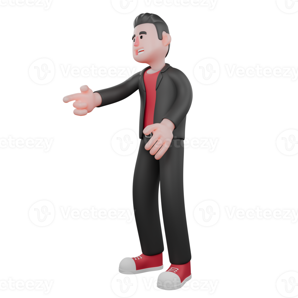 Dance Star in 3D. A male choreographer stands with his right hand pointing forward. Choreographer Character png