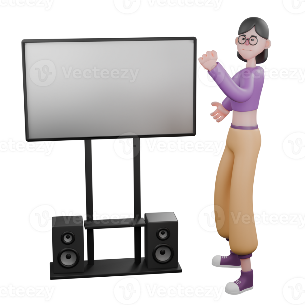 A female dancer stands facing right while looking to the left, while her left hand is raised while holding it and her left hand wants to hold the white board in front of her. png