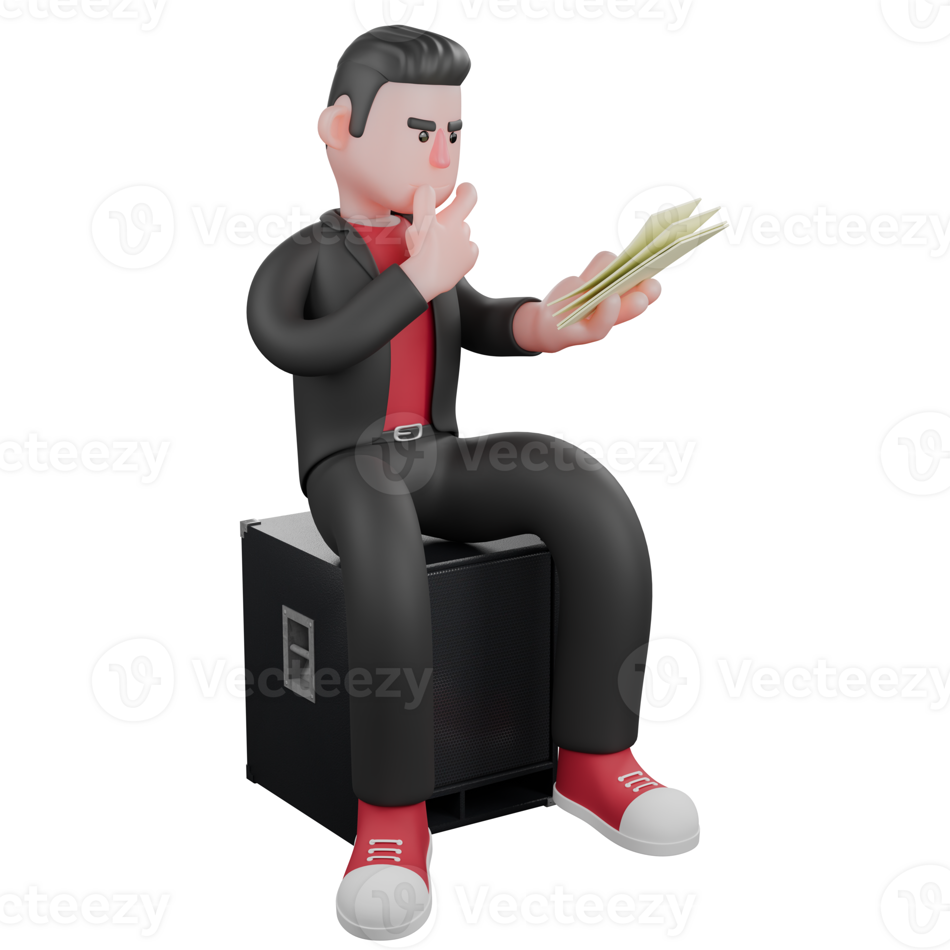 Animated choreographer 3d model a male choreographer sits on a