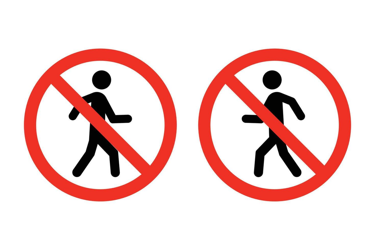 Pedestrian prohibition sign. No walk icon set. don't walk icon. vector
