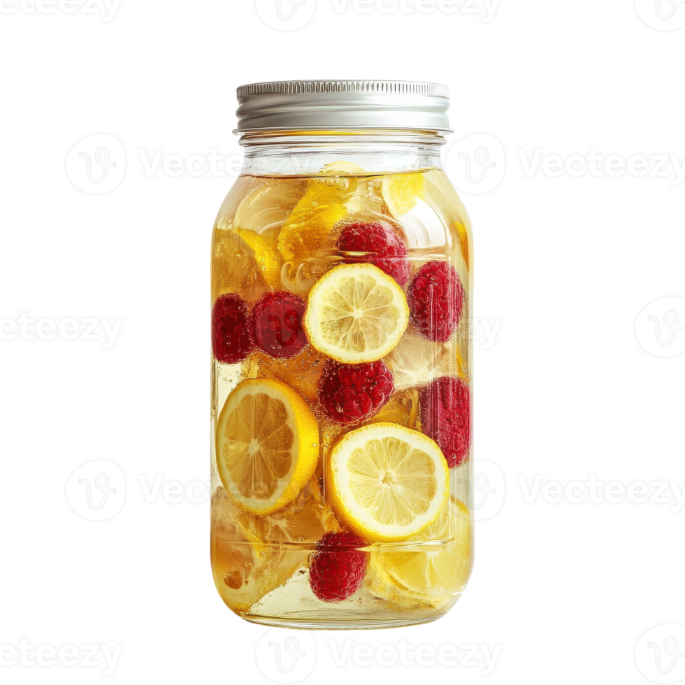 Refreshing Raspberry Lemon Detox Water for Healthy Hydration on transparent background png