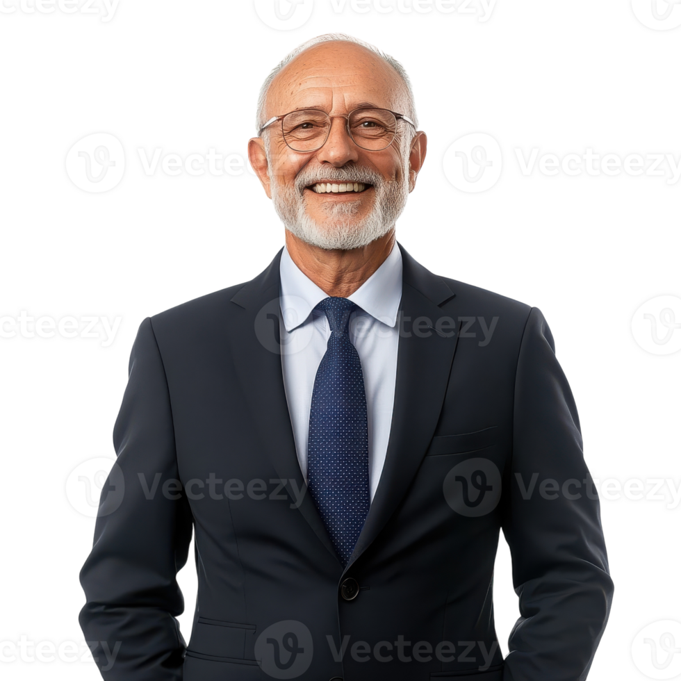 Smiling Senior Businessman in Suit Ideal for Professional Profiles on transparent background png