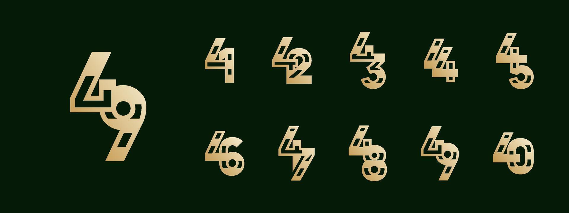 Logo 41th-49th, 41-49 years happy anniversary vector