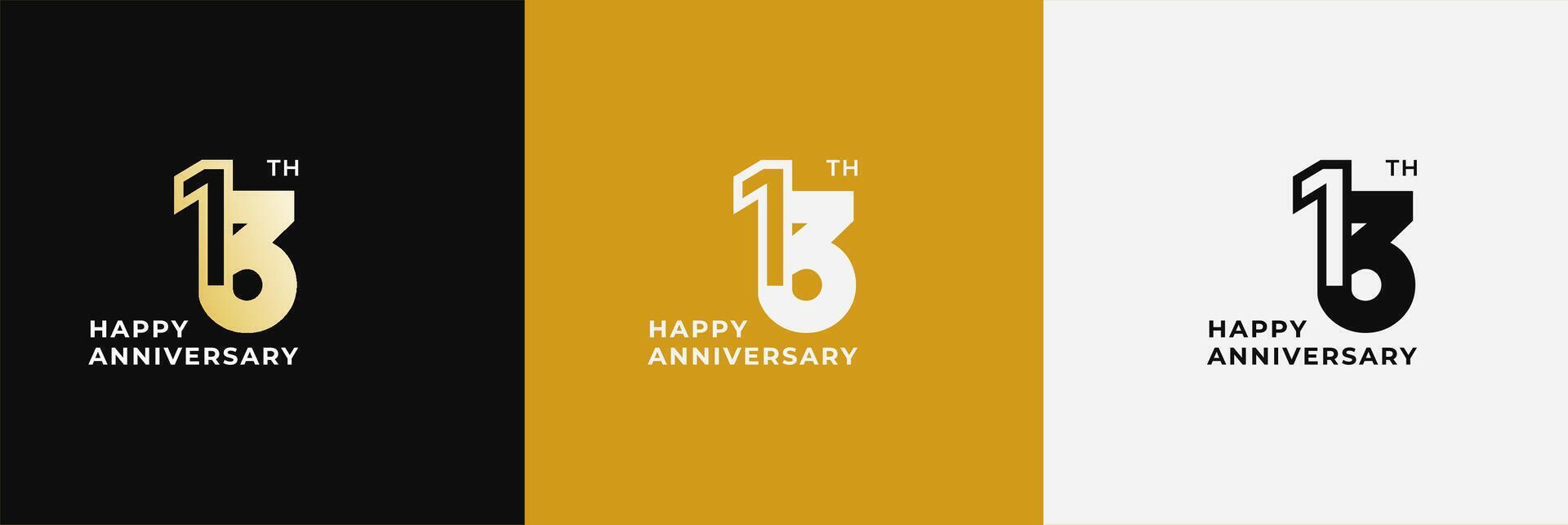 Logo happy anniversary 13th, 13 years anniversary, Creative design template for celebration, birthday, greeting. Editable file vector