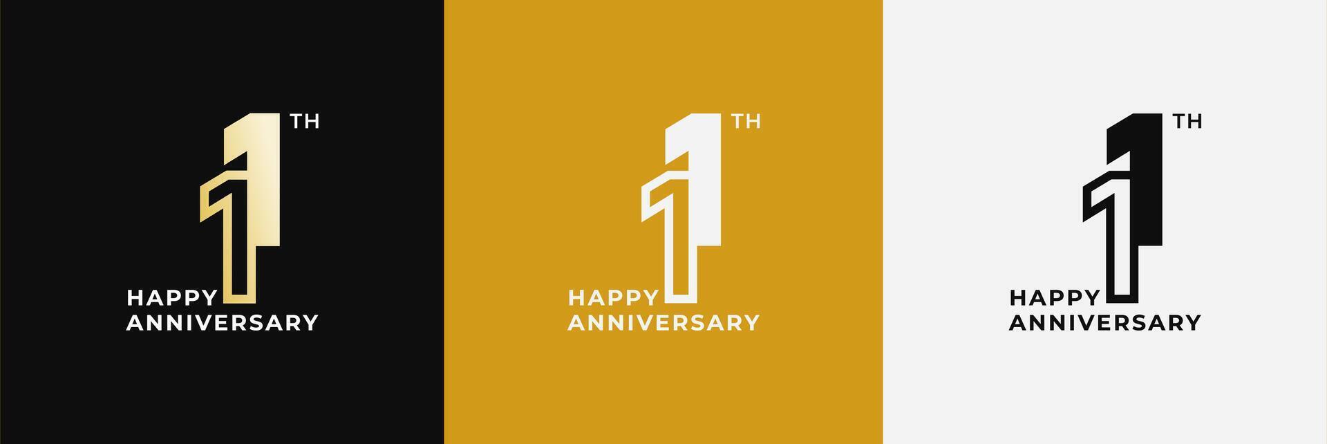 Logo happy anniversary 11th, 11 years anniversary, Creative design template for celebration, birthday, greeting. Editable file vector