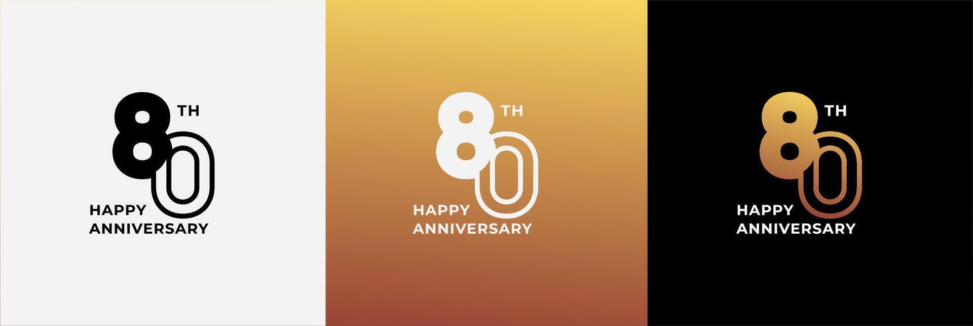 Logo years anniversary 80th, 80 years anniversary, Creative design template for celebration, birthday, greeting and invitation. Editable file vector