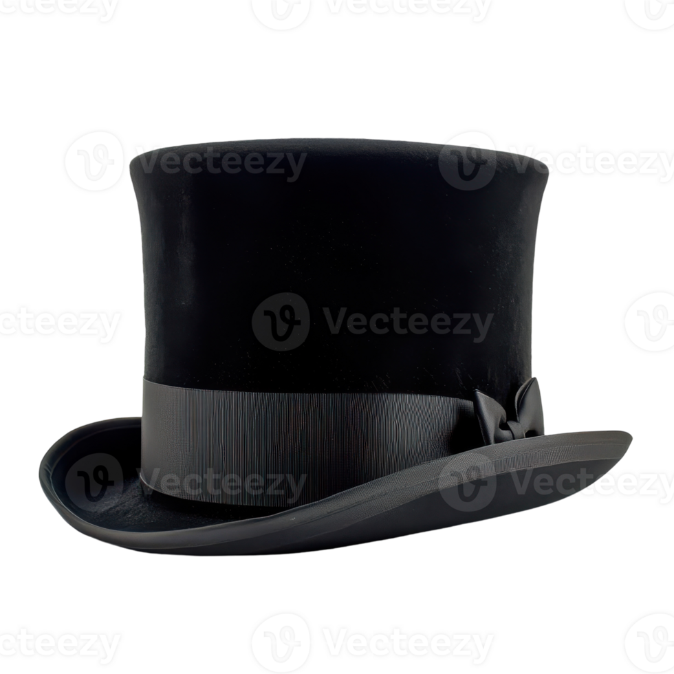 Elegant Cylinder Black Top Hat for Formal Occasions on transparent background png