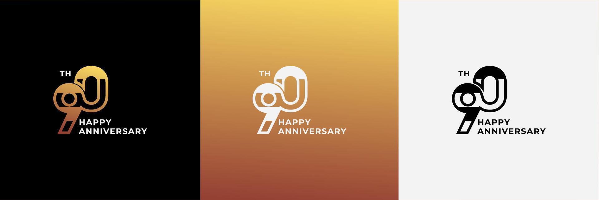Logo happy anniversary 90th, 90 years anniversary, Creative template for celebration, birthday, greeting and invitation. Editable file vector