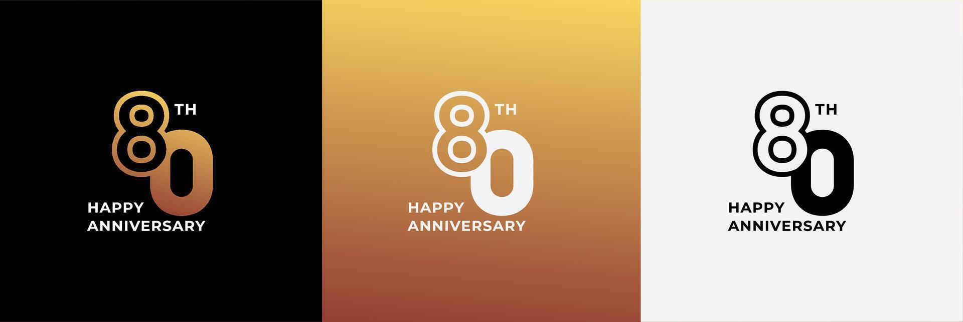 Logo years anniversary 80th, 80 anniversary, Creative design template for celebration, birthday, greeting and invitation. Editable file vector