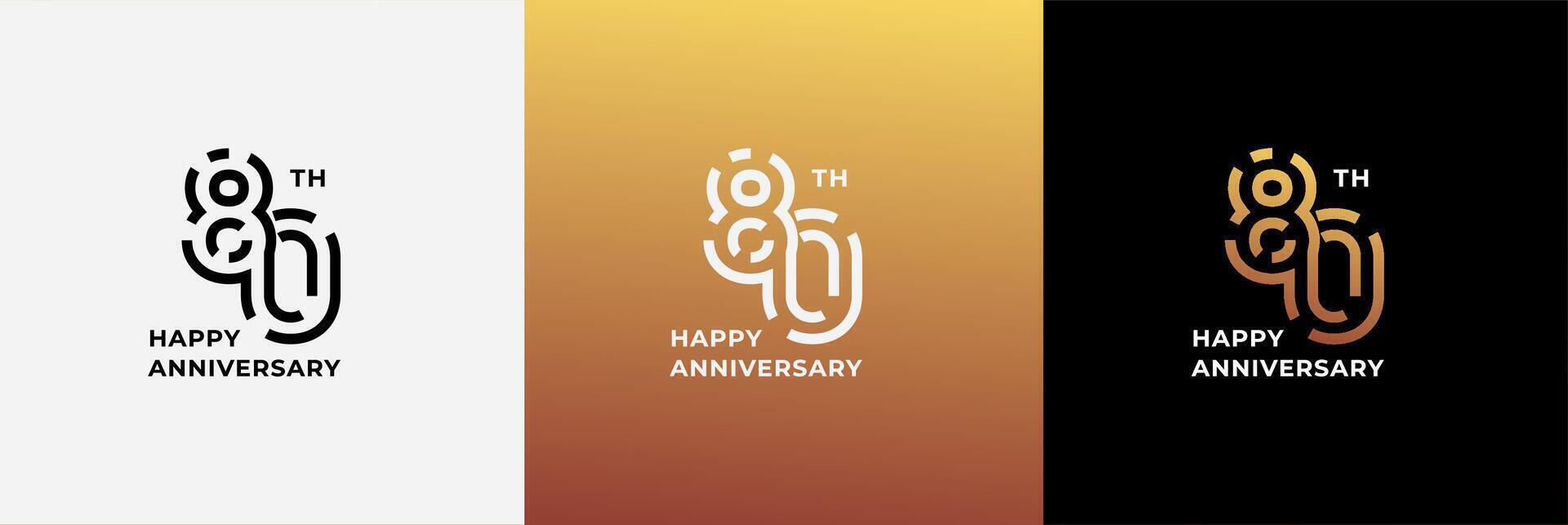 Logo years anniversary 80th, 80 years anniversary, design template for celebration, birthday, greeting and invitation. Editable file vector