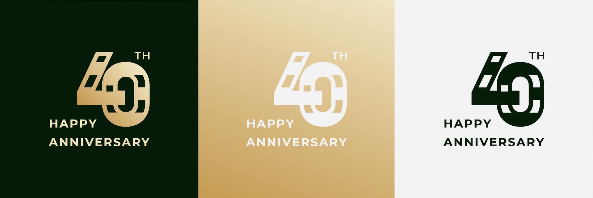 Logo happy anniversary 40th, 40 anniversary, Creative template for celebration, birthday, greeting and invitation. Editable file vector