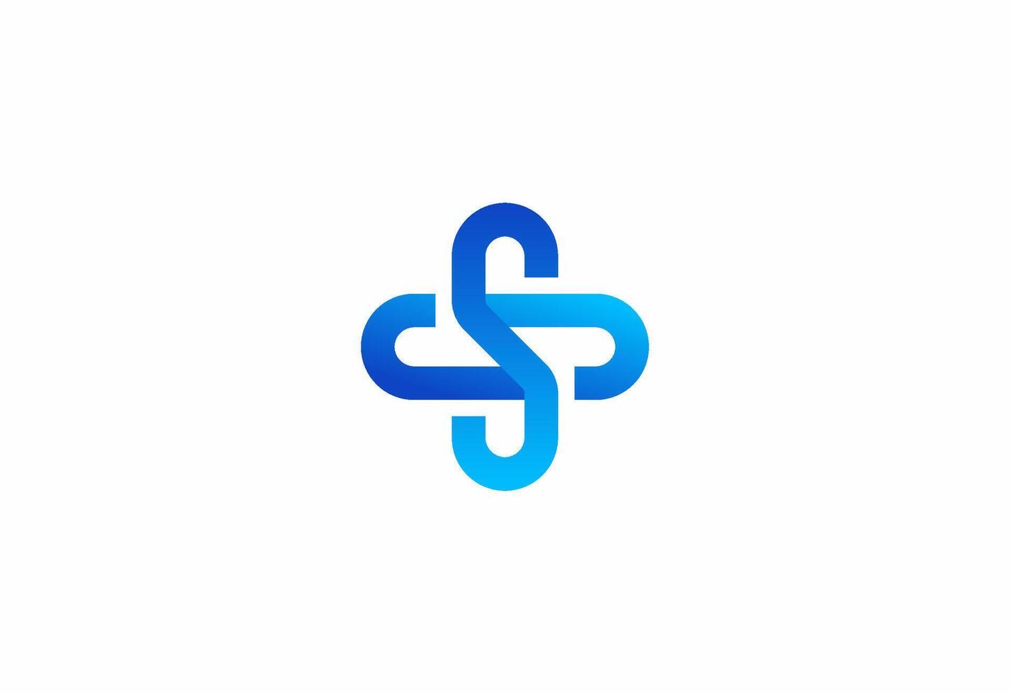 Logo letter S with symbol medical plus, Creative for hospital and healthcare. vector