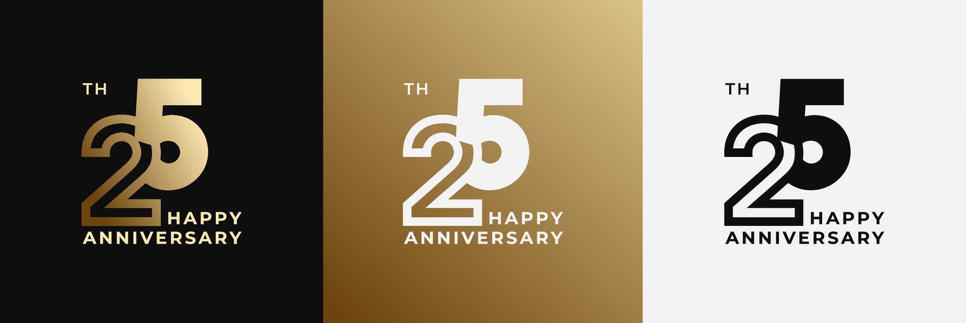 Logo Happy anniversary 25th, 25 years, Creative design for celebration, birthday, greeting and invitation. Editable file vector