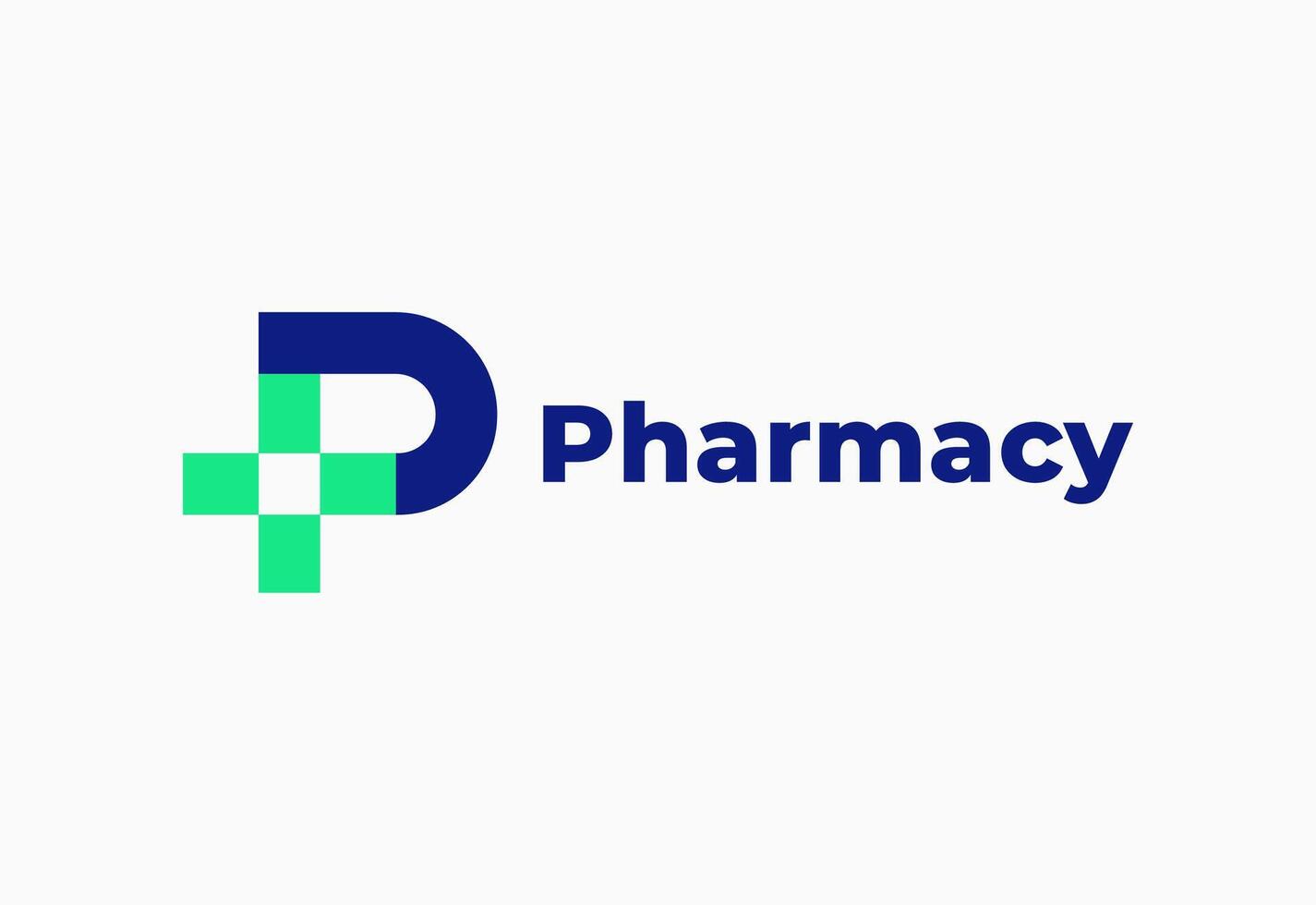 Logo letter P with symbol medical plus, Creative for hospital and healthcare. vector