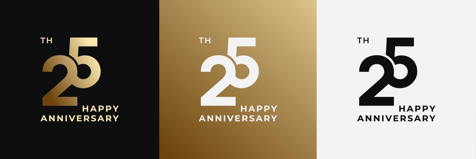 Logo Happy anniversary 25th, 25 years anniversary, Creative design for celebration, birthday, greeting and invitation. Editable file vector