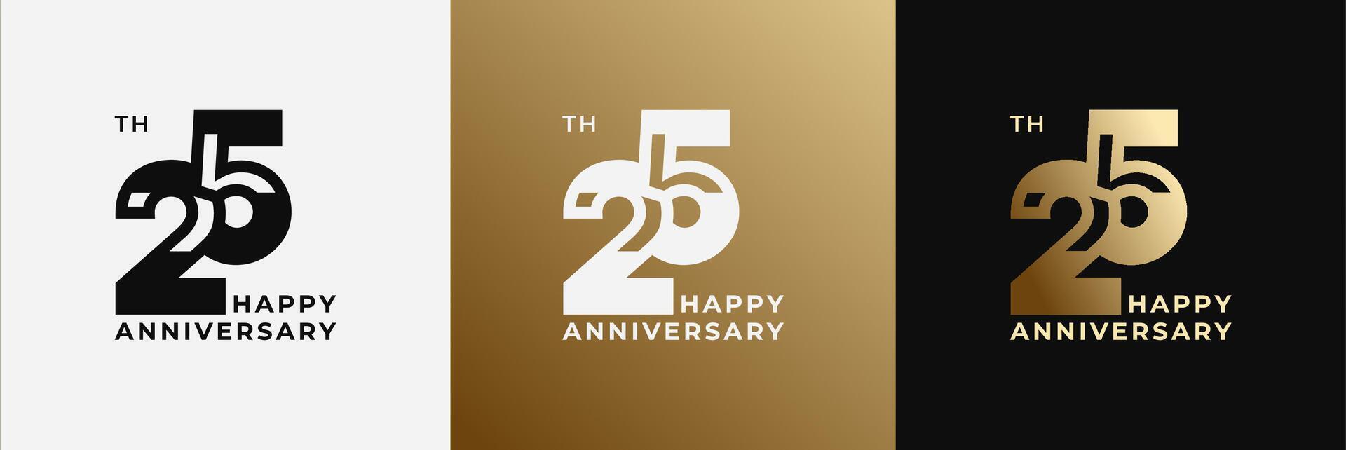 Logo Happy anniversary 25th, 25 anniversary, Creative design for celebration, birthday, greeting and invitation. Editable file vector