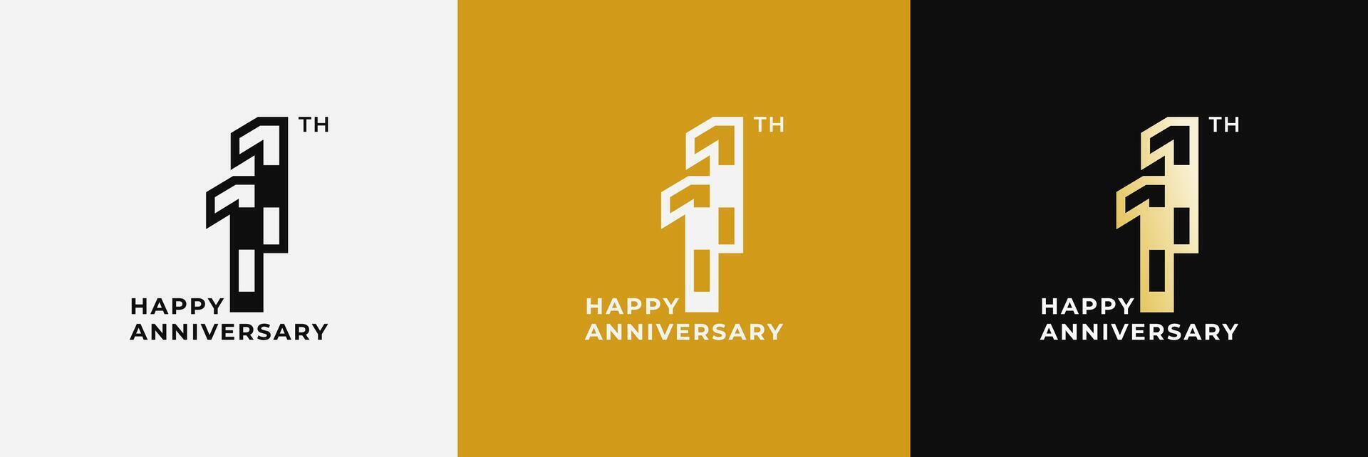Logo happy anniversary 11th, 11 anniversary, Creative design template for celebration, birthday, greeting. Editable file vector