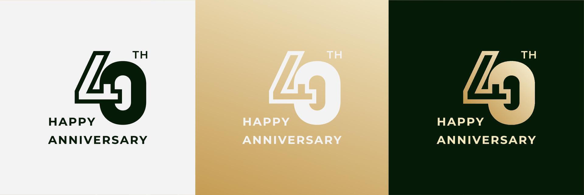 Logo happy anniversary 40th, 40 years anniversary, template for celebration, birthday, greeting and invitation. Editable file vector