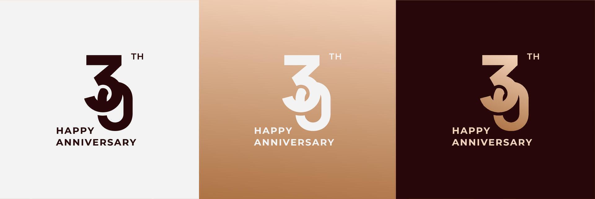 Logo happy anniversary 30th, 30 years anniversary, Creative template for celebration, birthday, greeting and invitation. Editable file vector