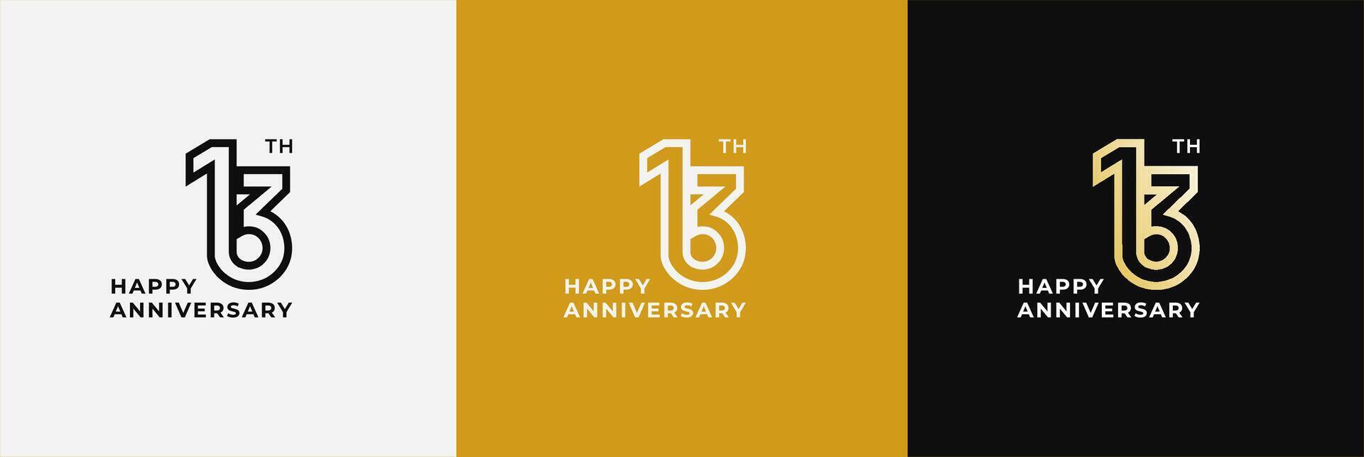 Logo happy anniversary 13th, 13 years anniversary, Creative design template for celebration, birthday, greeting vector