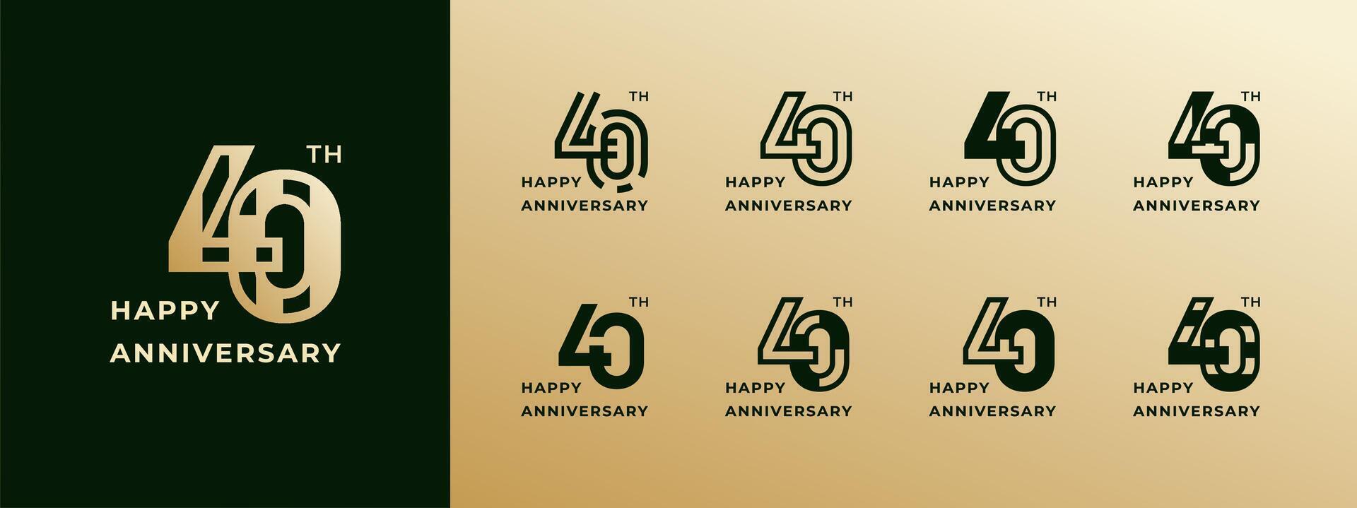 Logo happy anniversary 40th, 40 years anniversary, Creative template for celebration, birthday, greeting and invitation. Editable file vector