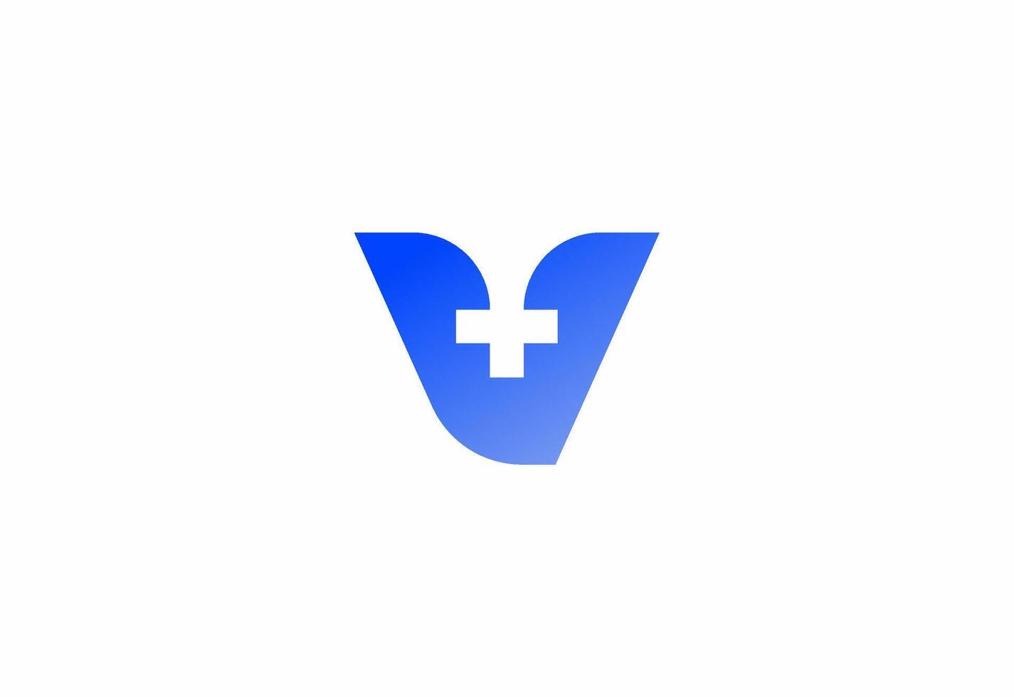 Logo letter V with symbol medical plus, Creative for hospital and healthcare. vector
