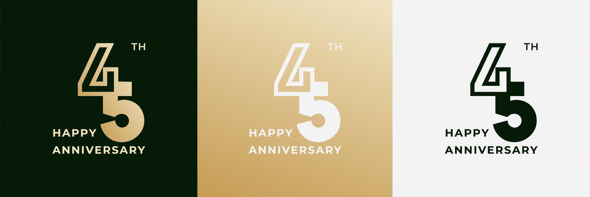 Logo Happy anniversary 45th, 45 years anniversary, Creative design template for celebration, birthday, greeting. Editable file vector
