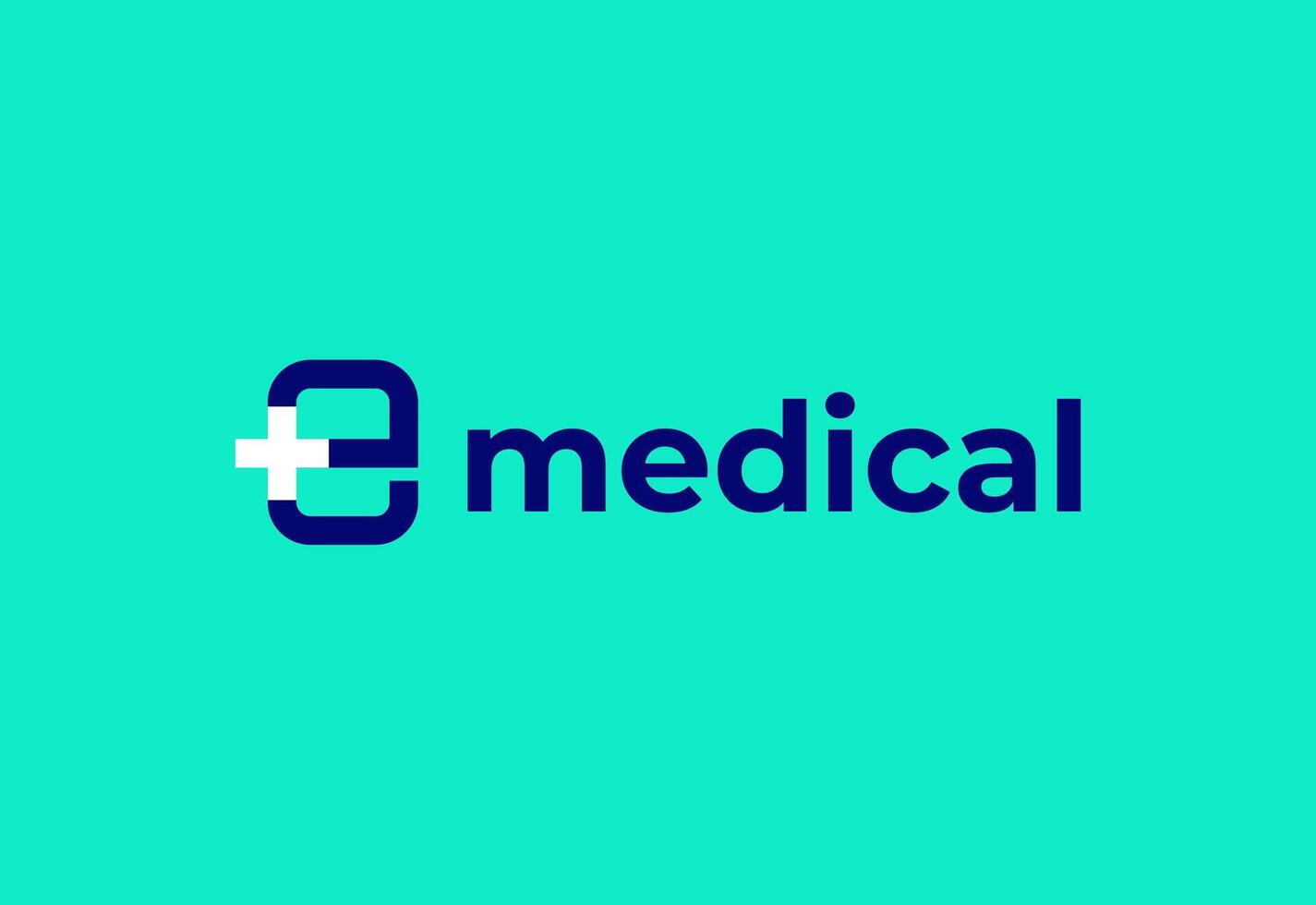 Logo letter E with symbol medical plus, Creative for hospital and healthcare. vector