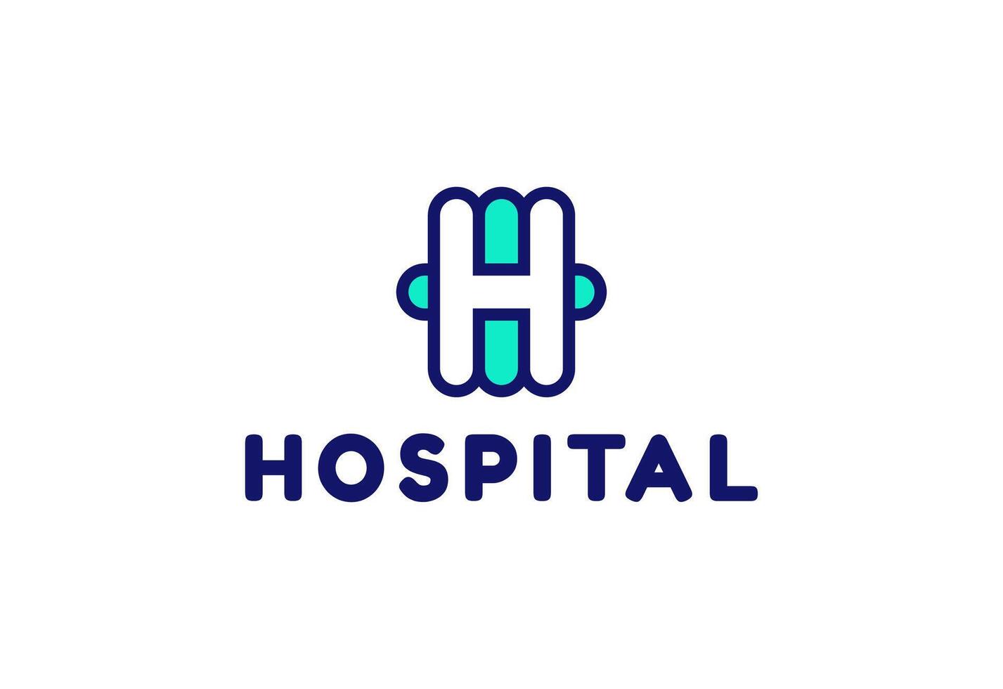 Logo H with symbol medical plus, Creative template for hospital vector
