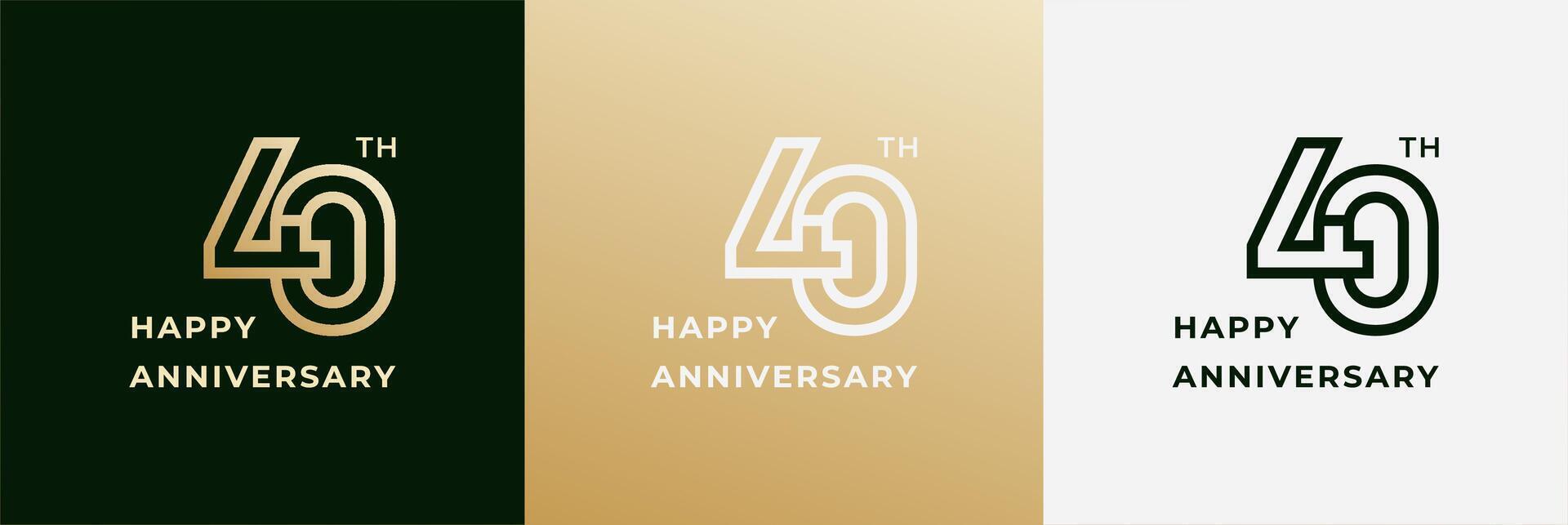 Logo happy anniversary 40th, 40 years anniversary, Creative template for celebration, birthday, invitation. Editable file vector