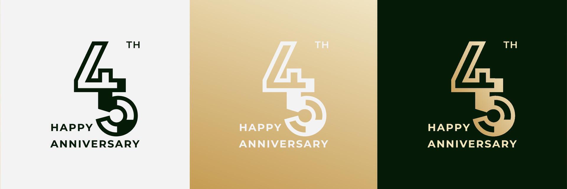 Logo Happy anniversary 45th, 45 anniversary, Creative design template for celebration, birthday, greeting. Editable file vector