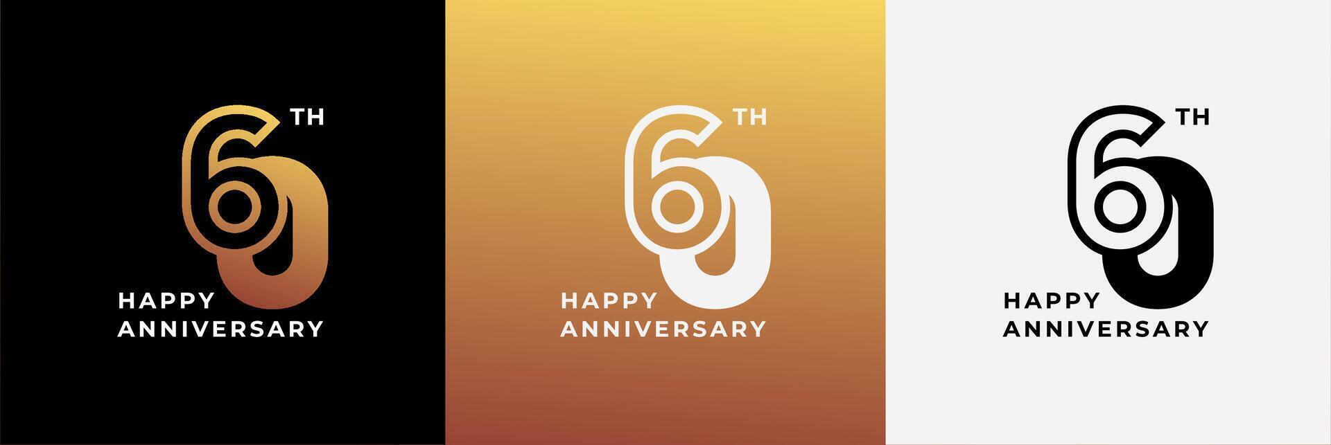 Logo design years 60th, 60 years anniversary, Creative template for celebration, greeting, birthday and invitation. Editable file vector