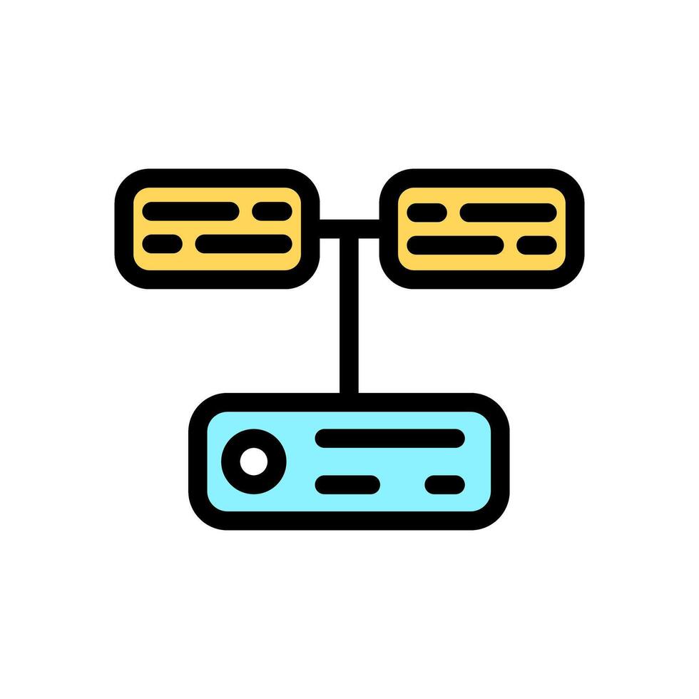 Icon Line Color database system. Outline fill color style. vector