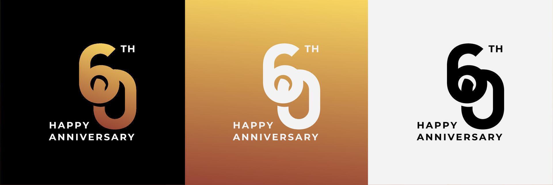 Logo design years 60th, 60 years anniversary, design template for celebration, greeting, birthday and invitation. Editable file vector