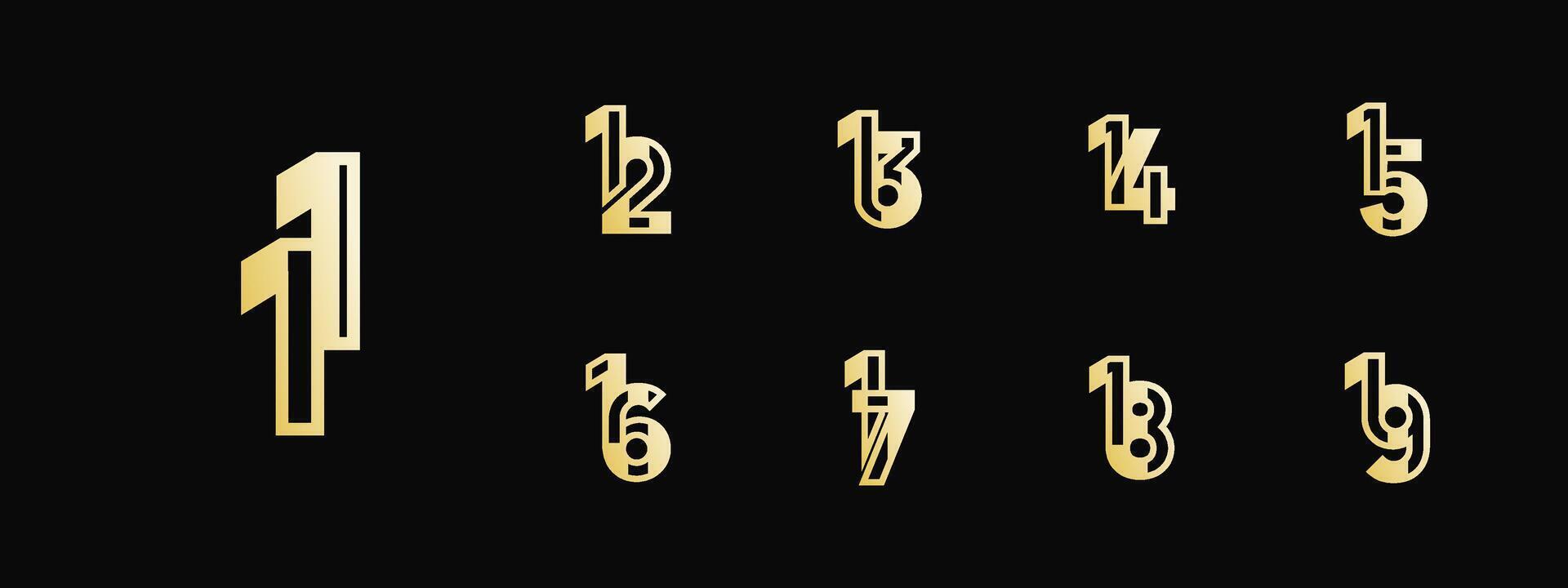 Logo years anniversary 11th-19th, 11-19 years happy anniversary, Creative design for celebration, birthday, greeting. Editable file vector