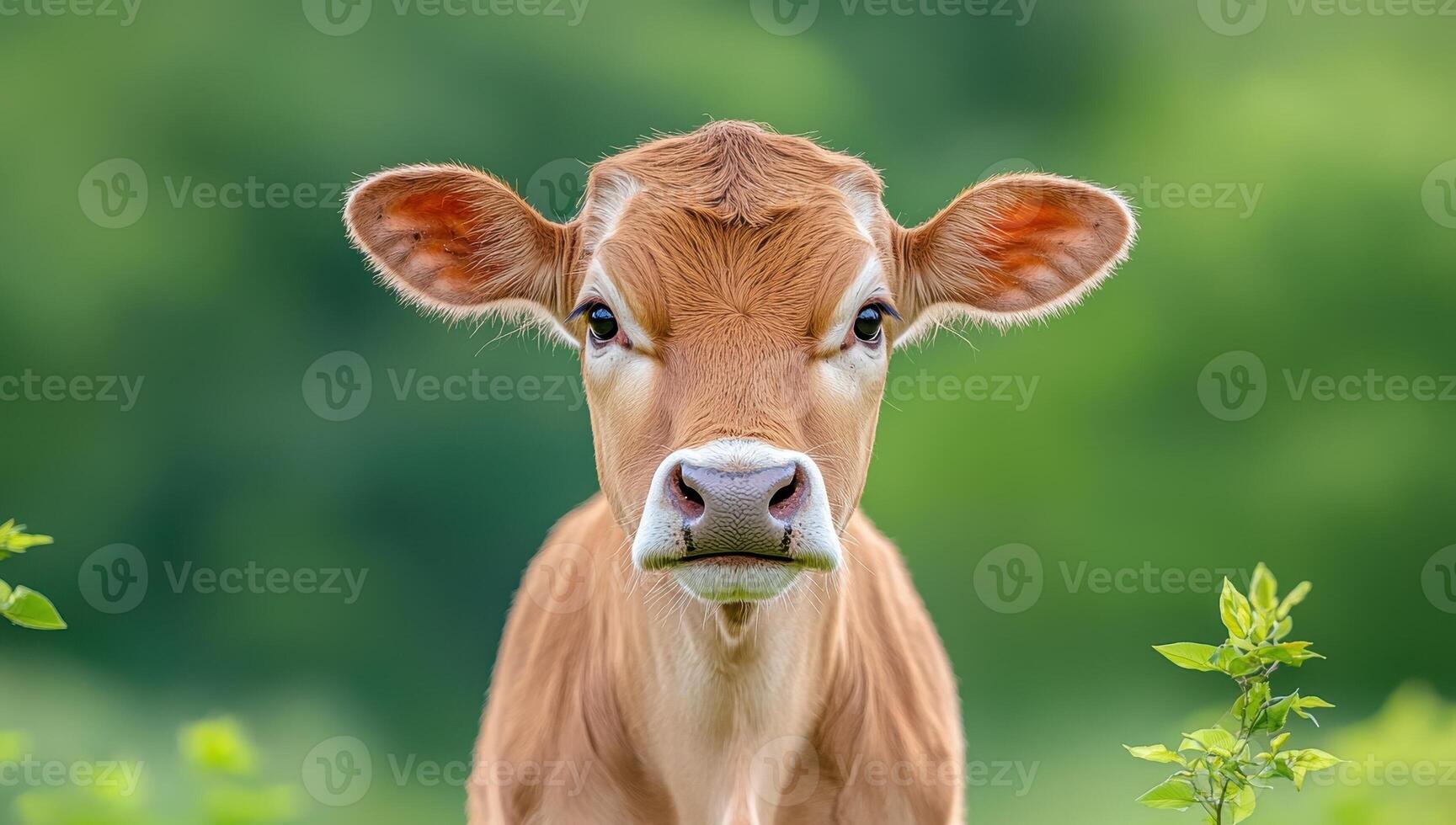 Curious Calf, A Close up Portrait of a Young Cow photo