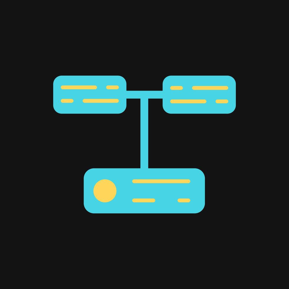 Icon Flat Color database system. Fill color style. vector