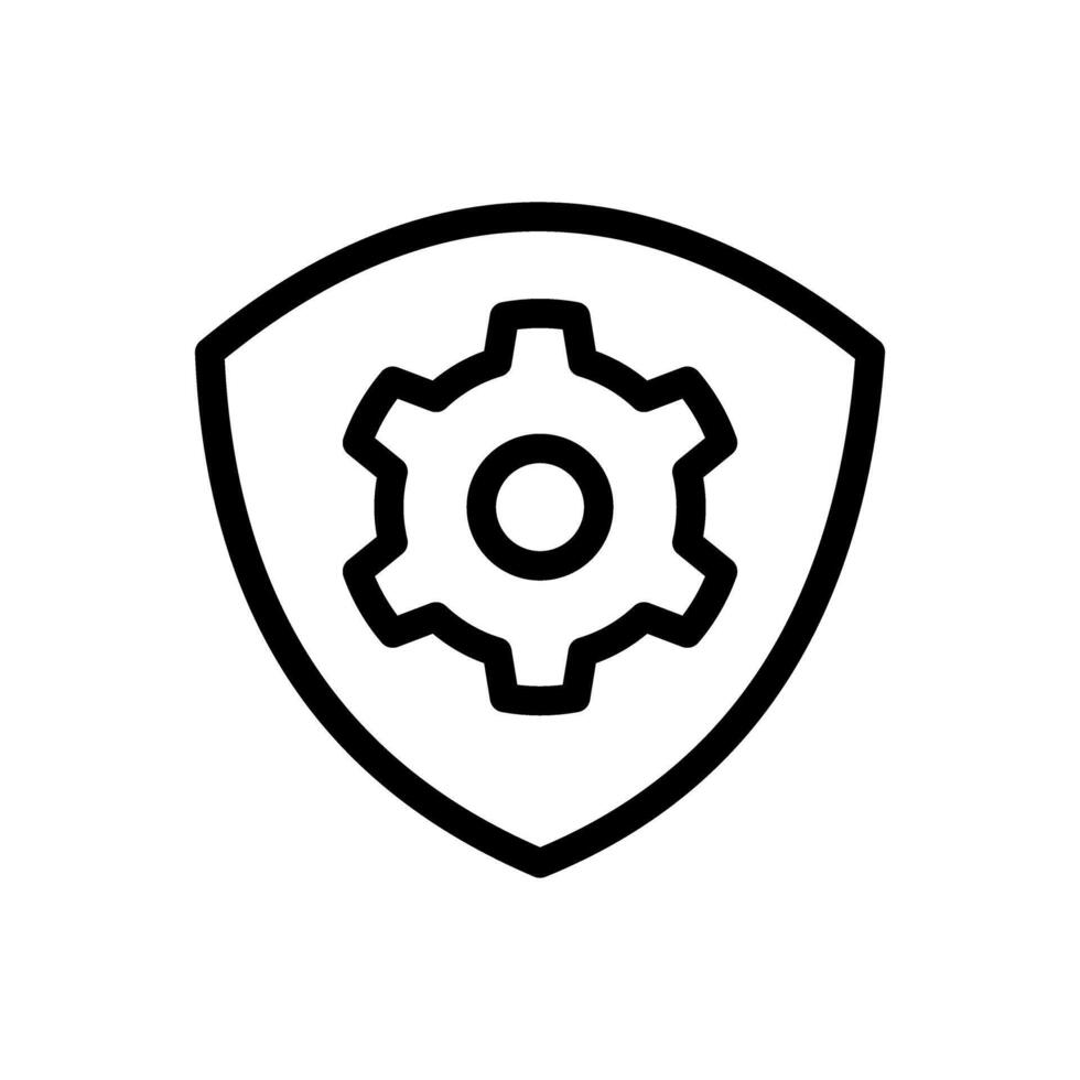 Icon Line Shield Gear setting. Outline style. vector
