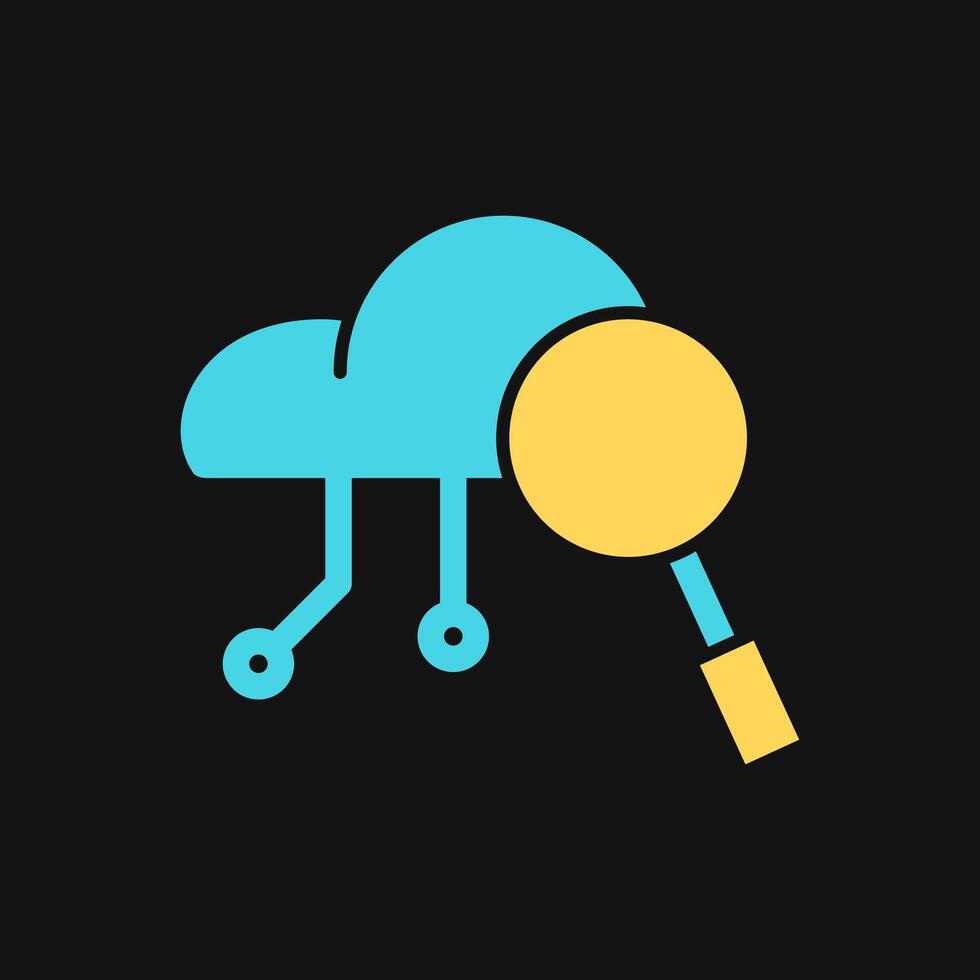 Icon Flat Color cloud system magnify. Fill color style. vector
