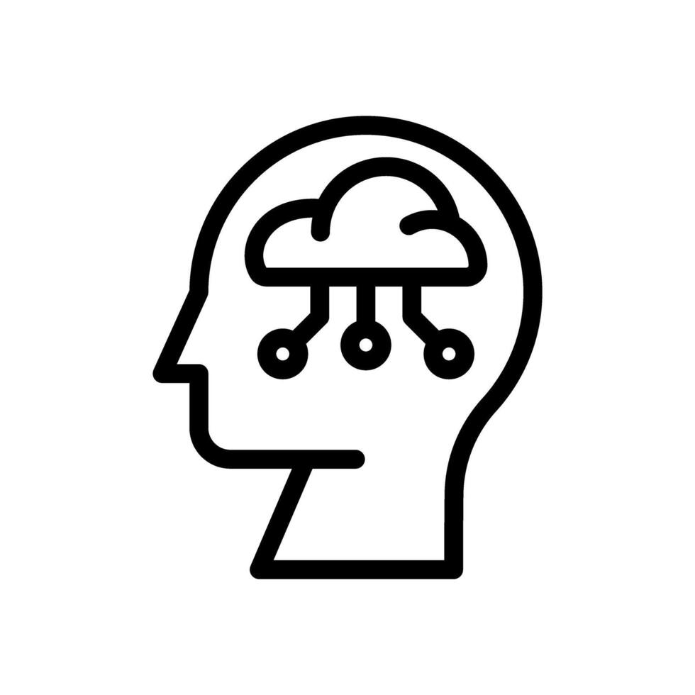 Icon Line cloud server brain head. Outline style. vector