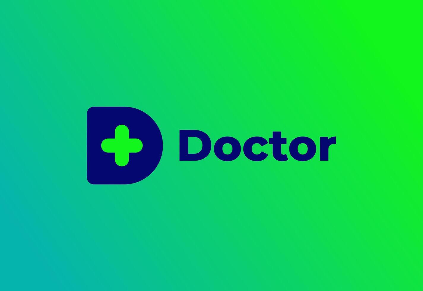 Logo D with symbol medical plus, template for hospital and healthcare. vector