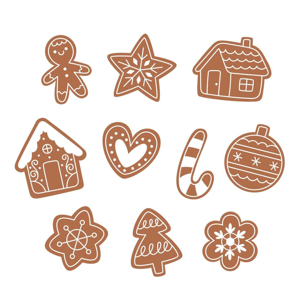 Set of Christmas gingerbread cookies vector