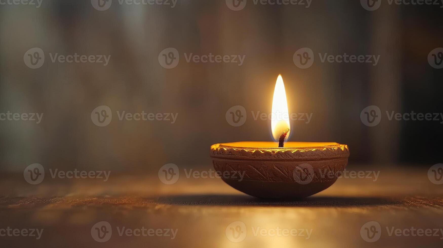 Happy diwali elegant diya background with text space concept photo
