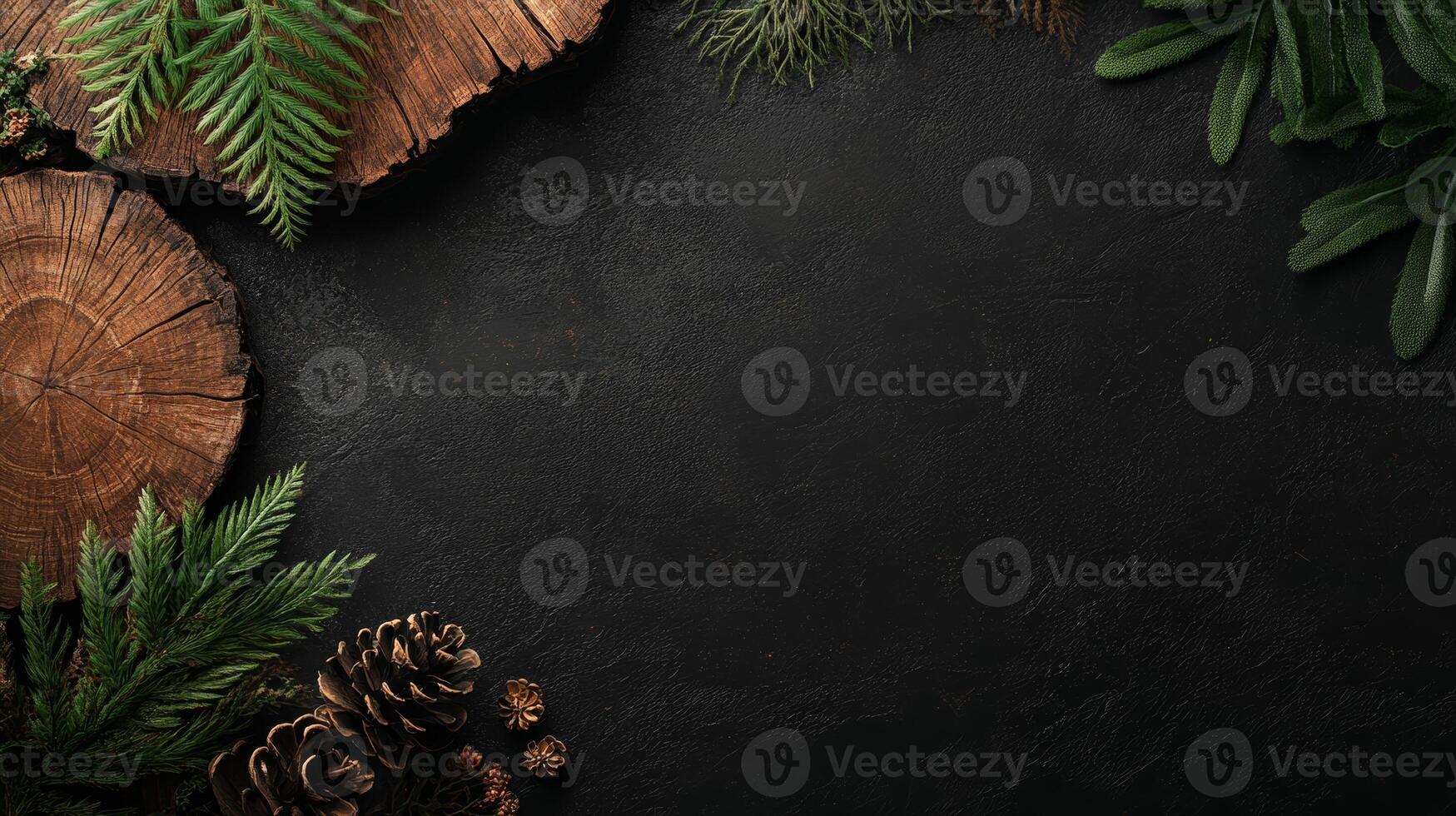 rustic background featuring natural textures, wood elements, and a dark backdrop. It provides ample space for product placement and promotional text photo