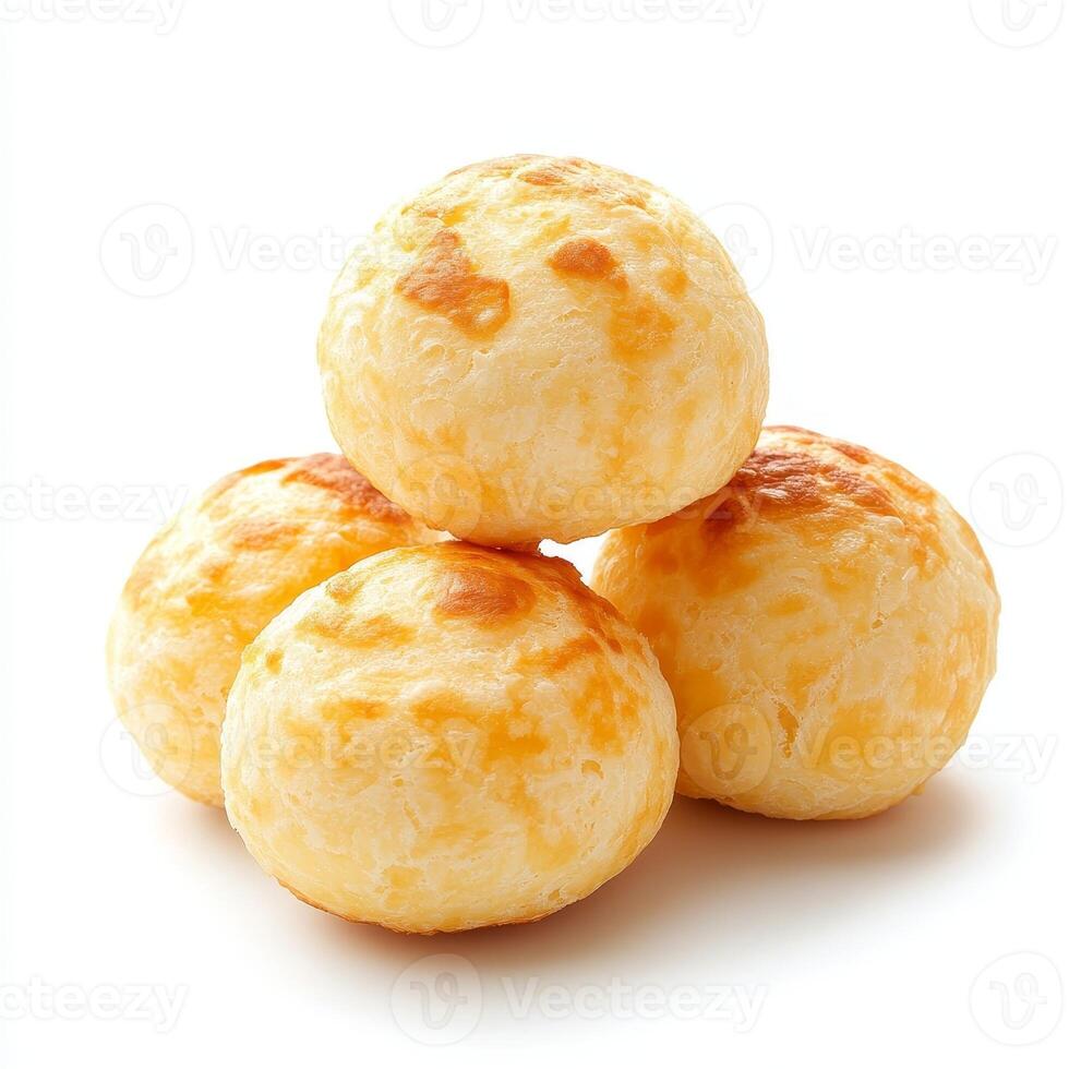 Brazilian cheese bread, pao de queijo isolated white background photo