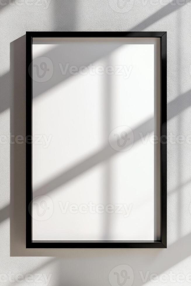 minimalist black frame mockup with shadow on a white background photo