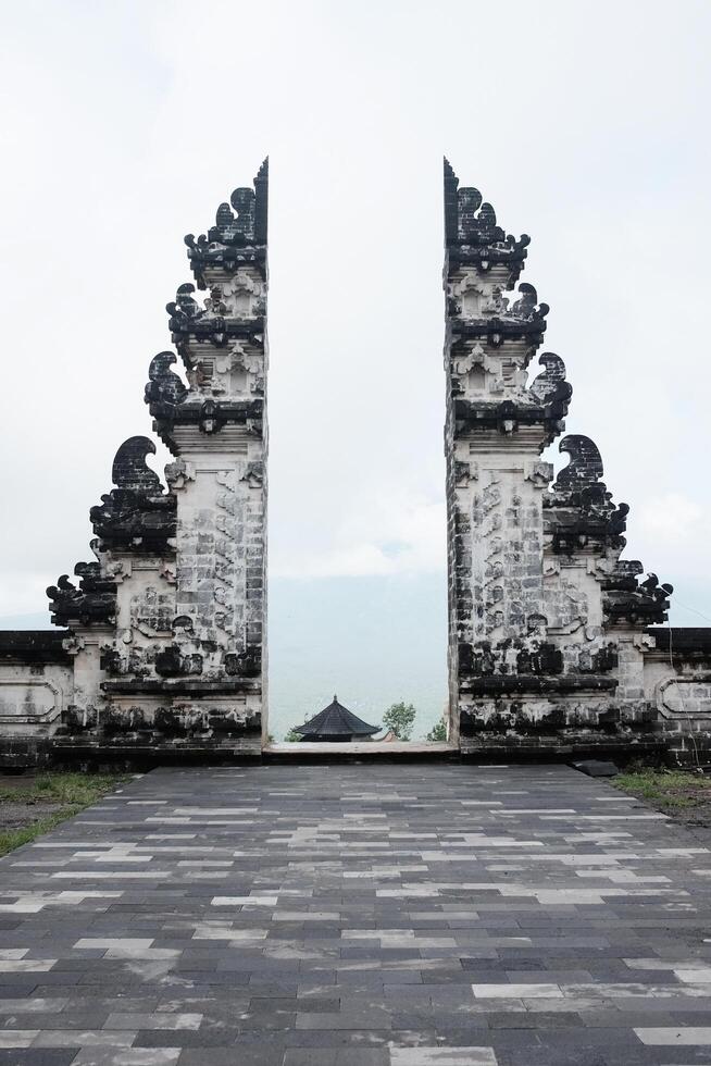 Ancient Pura Luhur Lempuyang Temple is the art and culture of Hinduism and the gate of heaven the temple with the view of gunung agung in Bali of Indonesia. Asian destination travel photo